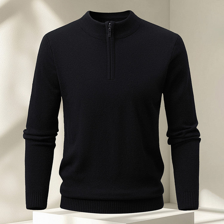 Men's Half-zip Knit Sweater Pullover Solid Color