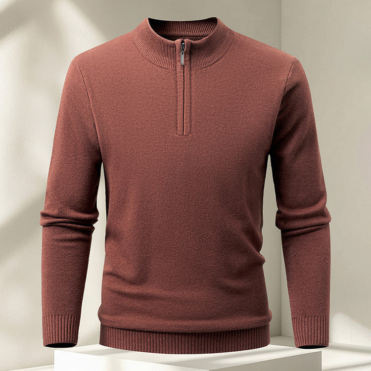 Men's Half-zip Knit Sweater Pullover Solid Color