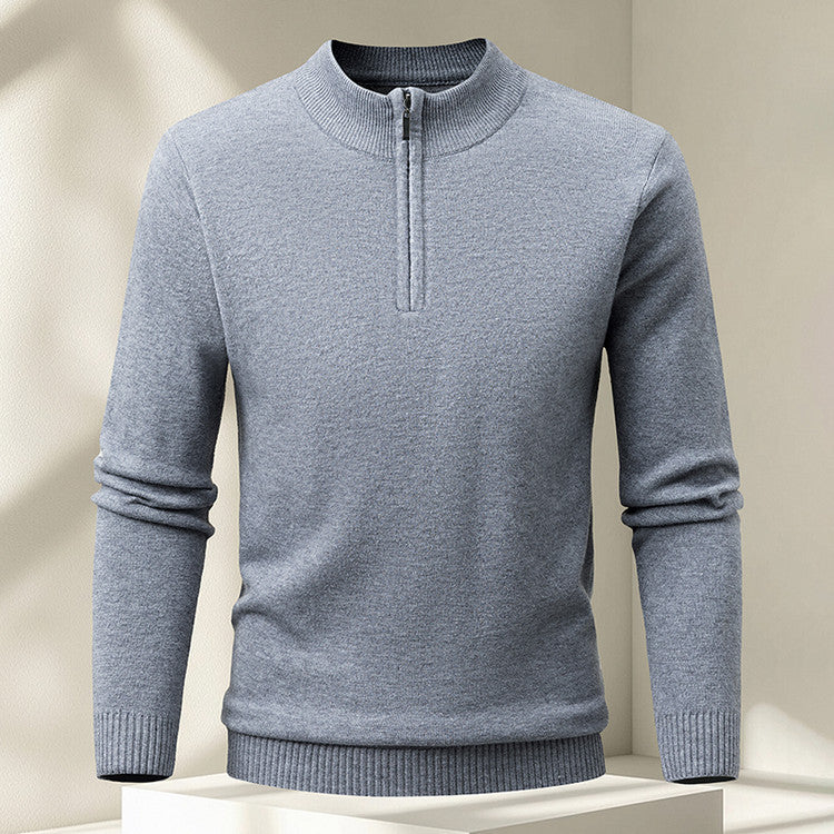 Men's Half-zip Knit Sweater Pullover Solid Color