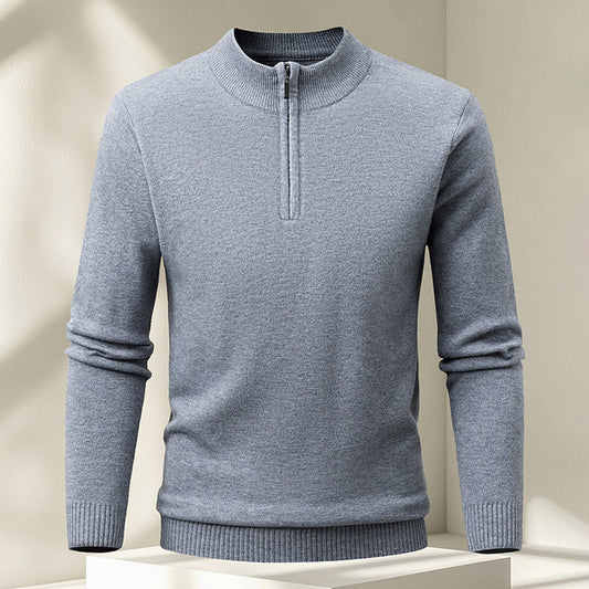 Men's Half-zip Knit Sweater Pullover Solid Color