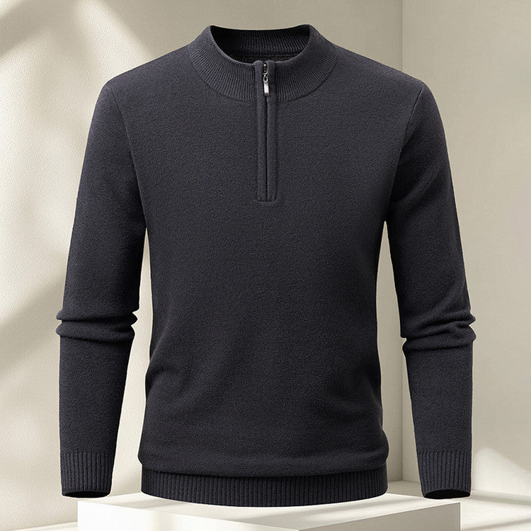 Men's Half-zip Knit Sweater Pullover Solid Color