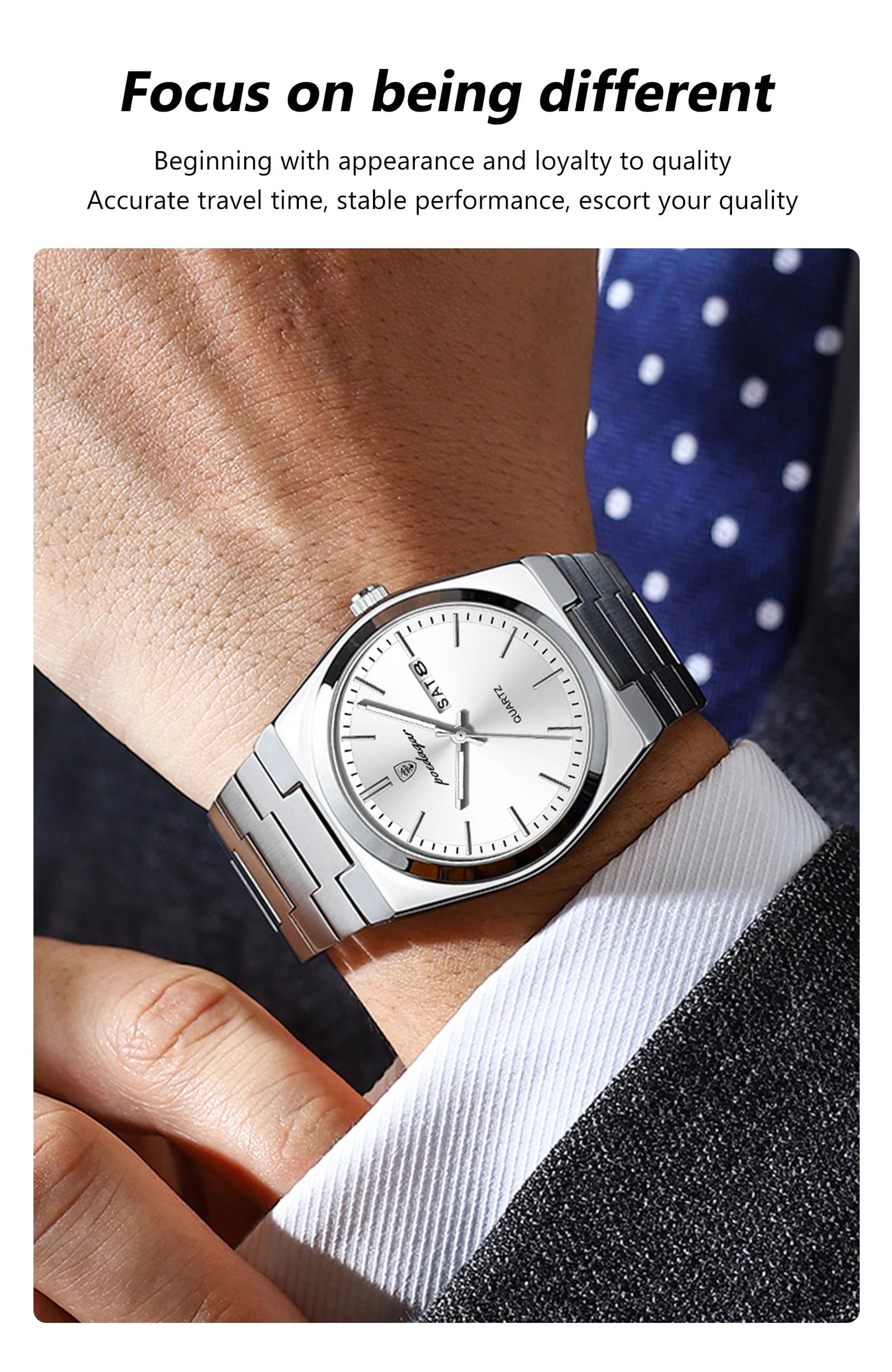 POEDAGAR Luxury Business Men's Wristwatch Stainless Steel Waterproof Luminous Man Watch Date Week Fashion Quartz Watches For Men