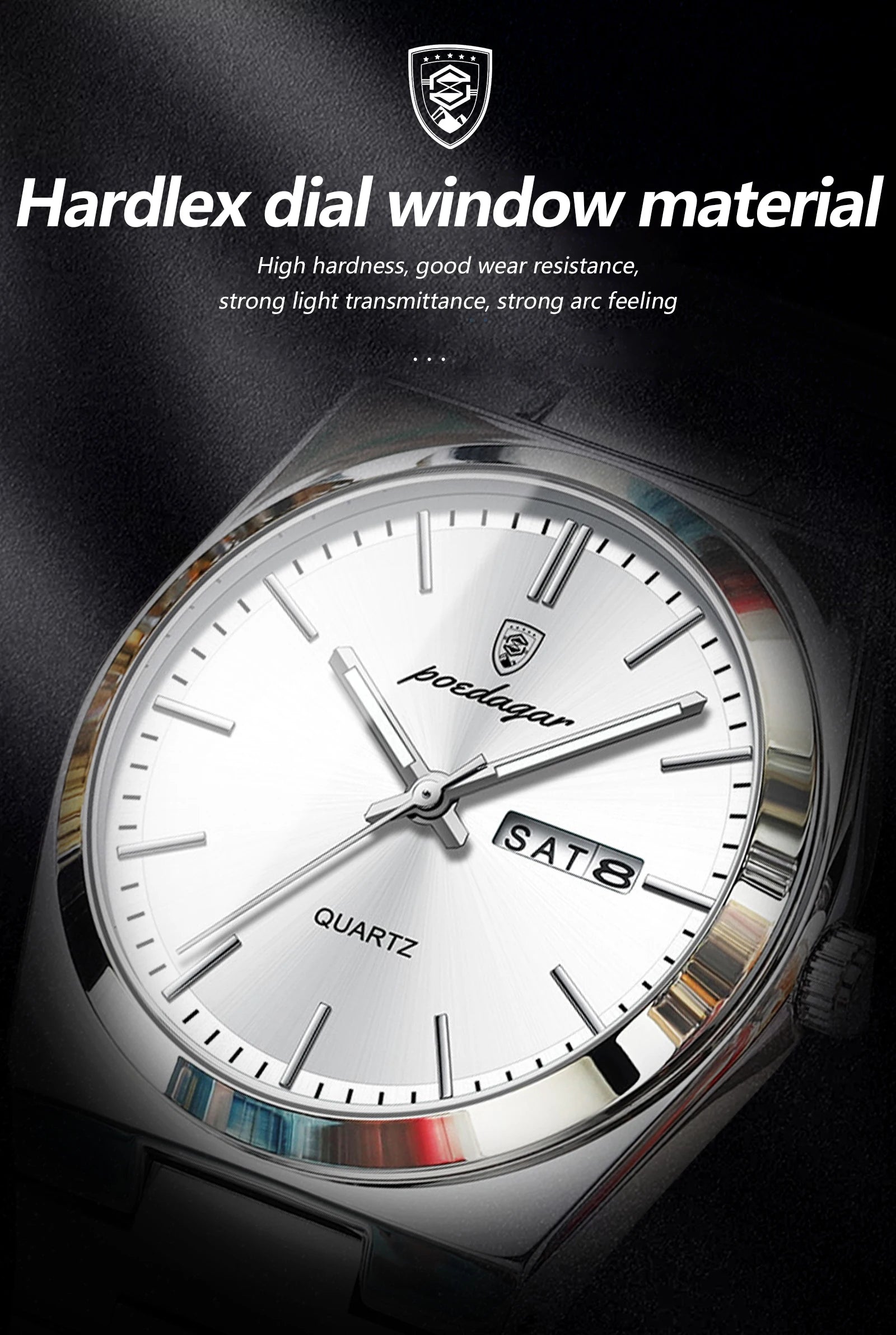 POEDAGAR Luxury Business Men's Wristwatch Stainless Steel Waterproof Luminous Man Watch Date Week Fashion Quartz Watches For Men