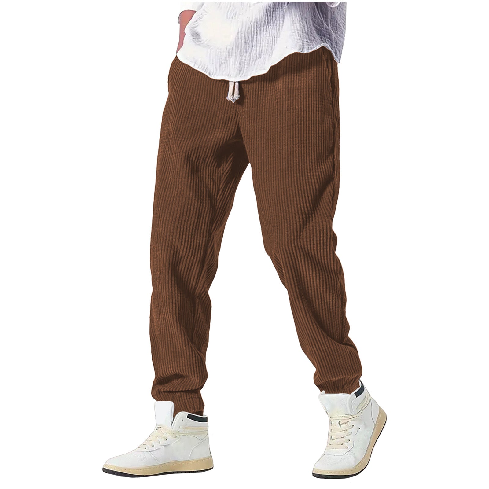 Mens Thickened Waffle-Weave Sporty Casual Pants For Fall Winter