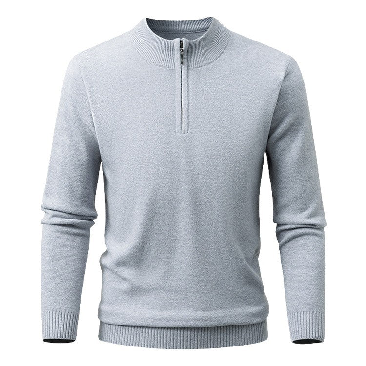 Men's Half-zip Knit Sweater Pullover Solid Color