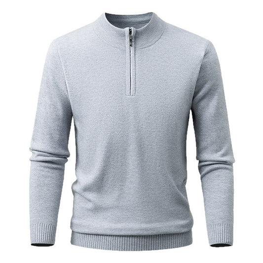 Men's Half-zip Knit Sweater Pullover Solid Color