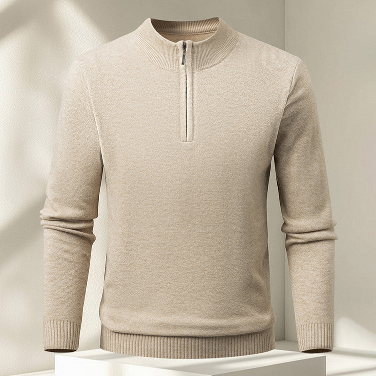 Men's Half-zip Knit Sweater Pullover Solid Color
